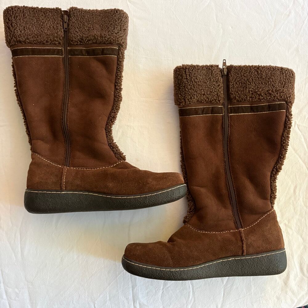 lands end suede shearling boots size 9b